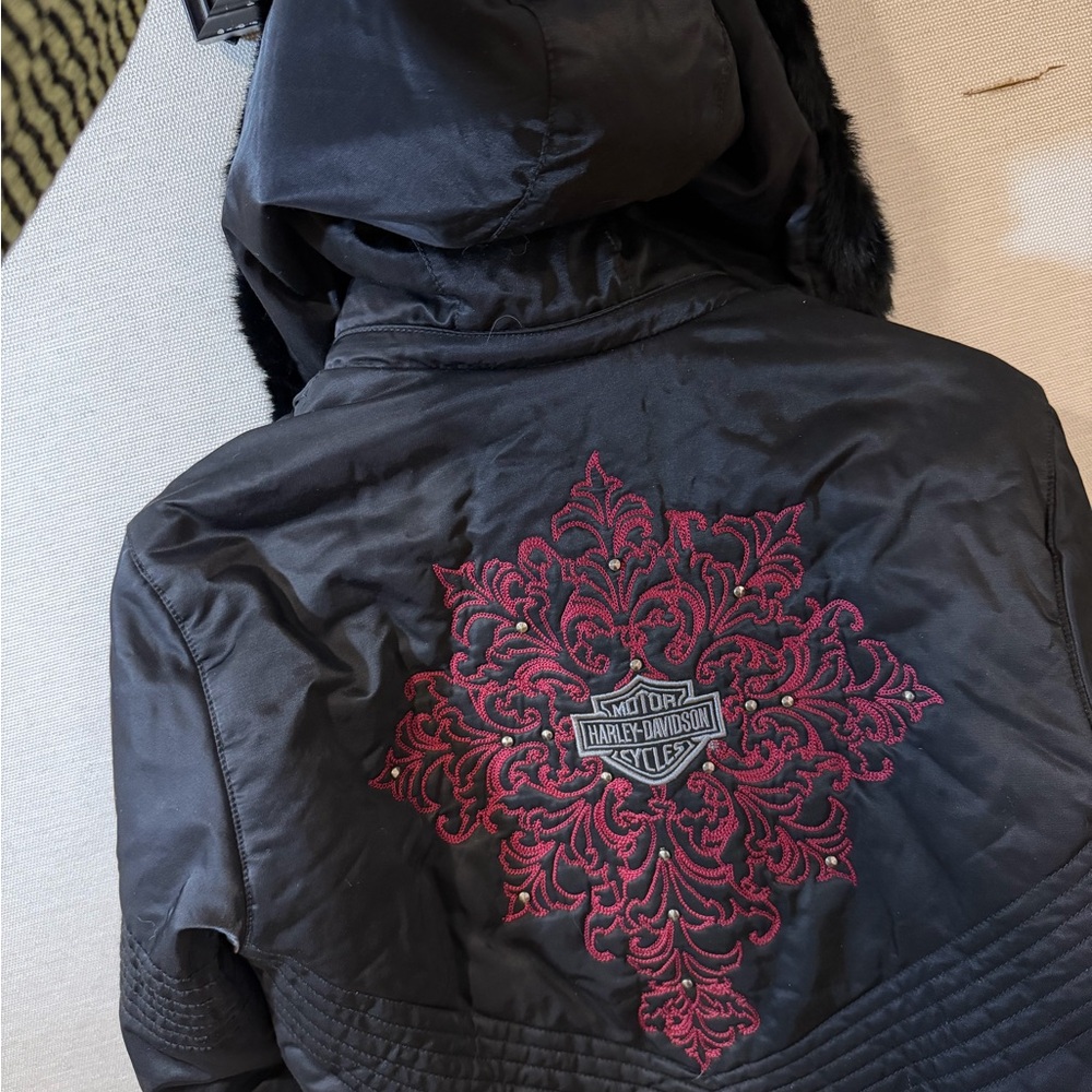 Harley-Davidson Women's Black Jacket with Burgundy Design